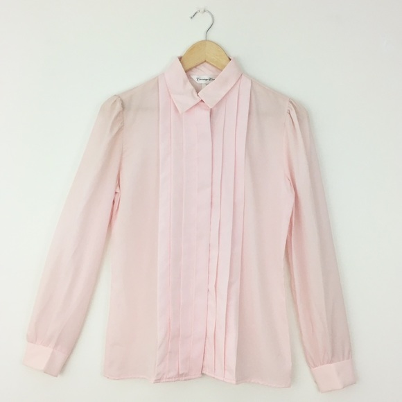 Vintage 1970s Pink Pleated Blouse
